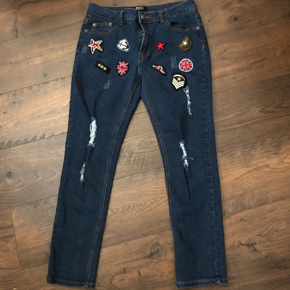 bee & ceci Denim - New & Ceci LA  Patchwork Distressed Jeans Sz 9